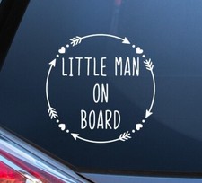 Little Man on Board Car Window Sticker Vinyl Decal Child Van Sign Arrows Hearts