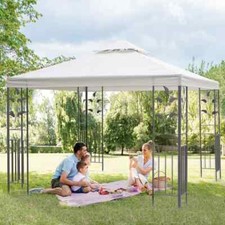 3m x 3m Outdoor Decorative Garden Gazebo Canopy Steel Frame - Cream