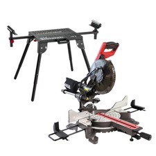 Excel Sliding Mitre Saw Double Bevel 255mm 240V/2000W & Laser + Universal Stand