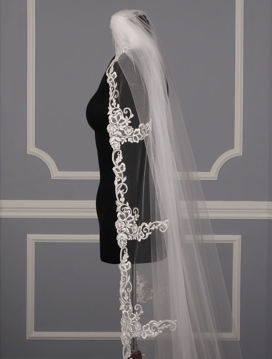 St. Pucchi M9339 Diamond White Silver Embroidered Edge  display picture 2