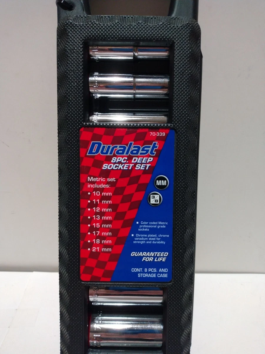 NEW Duralast 8 Piece 3 8 Drive SAE Deep Socket Set Carry Case eBay