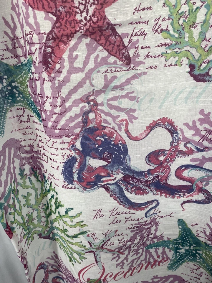 RARO Pier 1 Importaciones Mar Tema Pulpo Estrella de Mar 50" X 84" Paneles Cortina Juego De 2 Foto 2 de 4