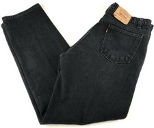 Vintage Levis Mens 505 Classic Straight Jeans Black Regular Fit Denim 38 X 32