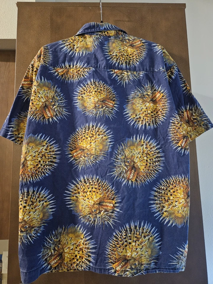 Rietveld Usa Shirt Fish Smile Pufferfish Buttondown Large - Image 4 of 4