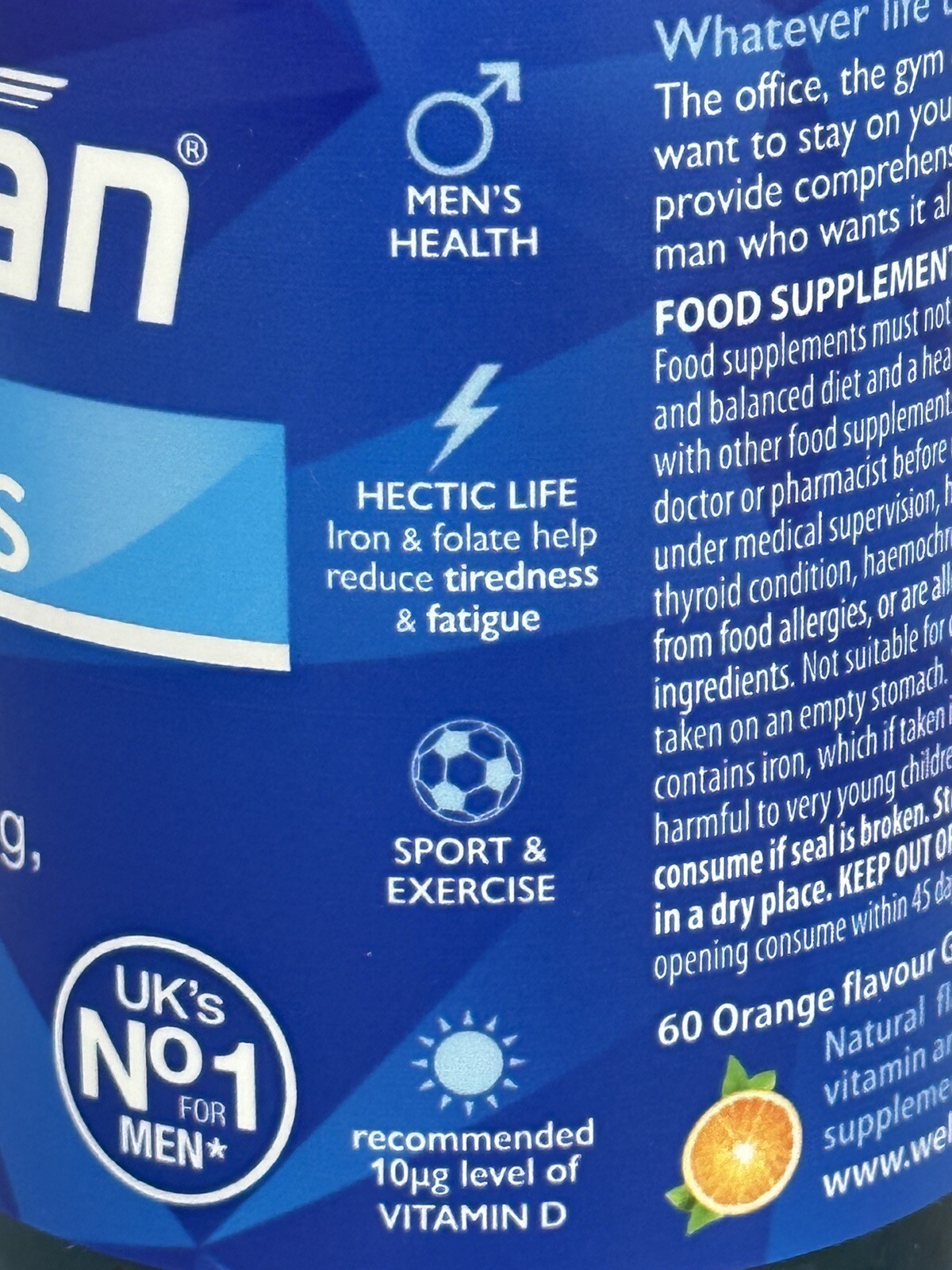 Vitabiotics Wellman MultiVitamin 60 Gummies Vegan Orange Flavour CoQ10