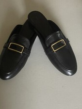 TORY BURCH GEORGIA CALF LEATHER MULES LOAFERS IN PERFECT BLACK US SIZE 10M