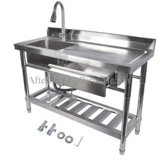 Stainless Steel Utility Sink Free Standing Single Bowl Kitchen Sink 47.2  /39.3  