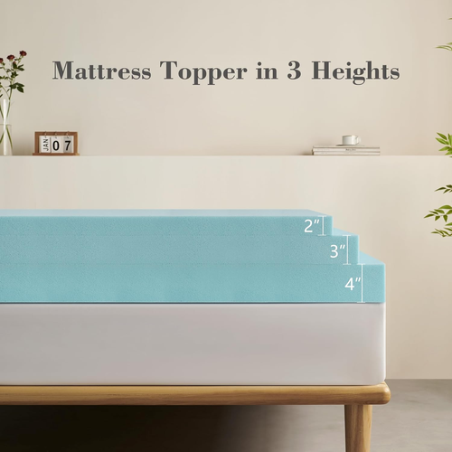 Mattress Topper, 2 Inch Twin Size Cooling Gel Memory Foam Bed Toppers for Pressu - Picture 6 of 7