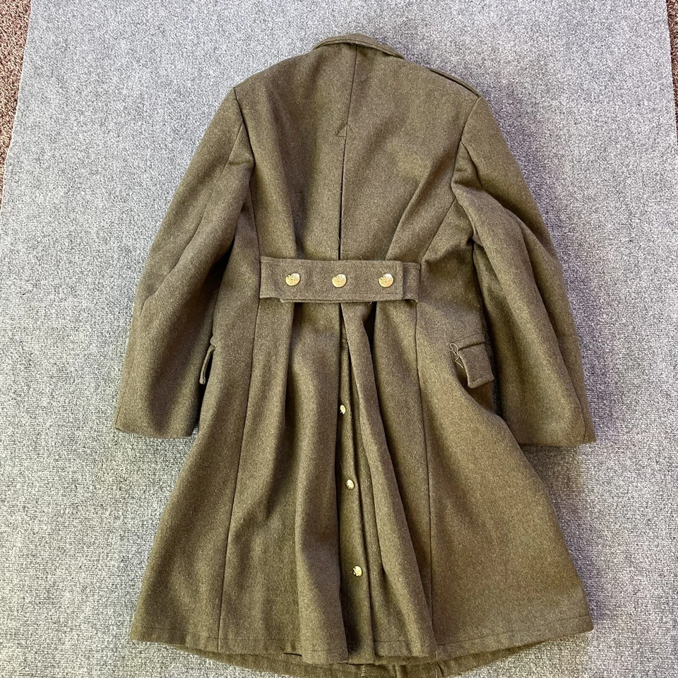 Chaqueta del Ejército Belga Hombres Mediana Verde Lana Muralla León Librea Botón Gran Abrigo Foto 2 de 4