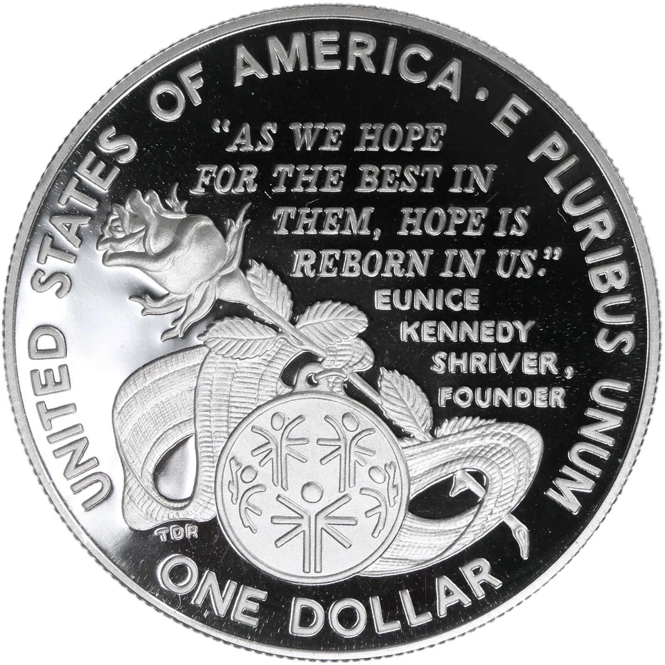 1995 P Special Olympics World Games Silver Proof Commemorative w/ Box & COA - Image 4 of 4