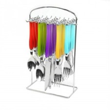 Gibson Home Santoro 20-Piece Stainless Steel Flatware Set With Hanging Rack Inas