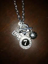 Soccer bracelet - Silver 7" - 3 charms - Soccer ball, Love, 7