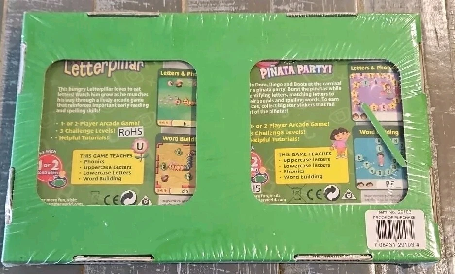 Leapster Learning System 2 Pack Games Lot - Dora Pinata Party & Letterpillar NEW - Image 2 of 3
