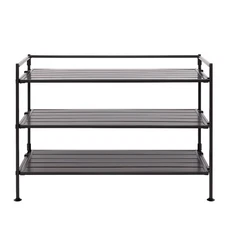 Seville Classics 3-Tier HOME Resin Slatted Shoe Rack, 26.5" W x 12.2" D x 19" H