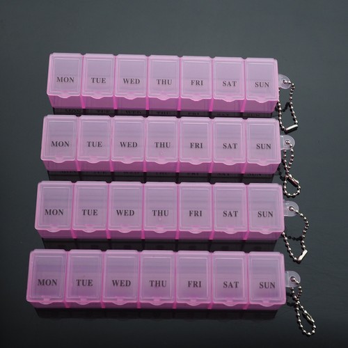 4pcs - 6" Weekly 7 Days Medicine Storage Pill Box Organizer Container Case Pink - Picture 5 of 5
