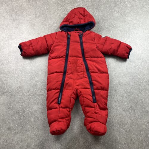 DKNY Jeans Bright Red Fleece Lined Quilted Baby All In One 6-9 Months  - Picture 1 of 8
