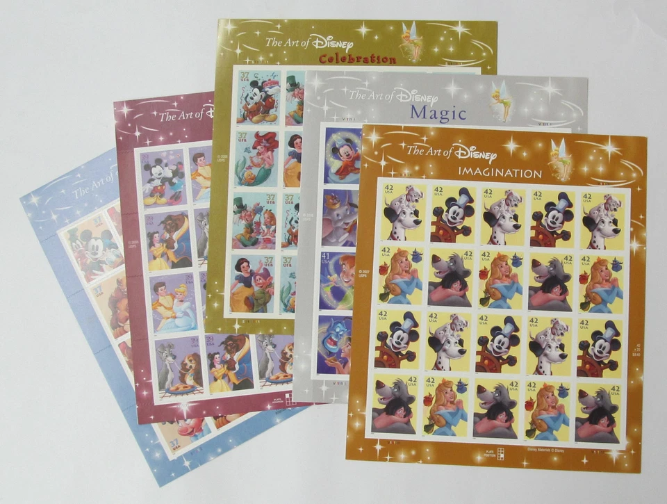 THE ART OF DISNEY Complete Set of 5 Differnt Full Sheets of 20 US Stamps 2004-08 - Image 2 of 4
