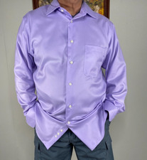 Pronto Uomo Button Up Shirt Top Men 16 32/33 Purple Office Pocket Non Iron NWT