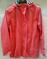 Tulchan Pink Nautical Hooded Coat Covered Zip Hood Lined Size 12 32-36" Linen