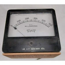 Triplett Model 726 0-500 mA D.C. Milliampere Meter LARGE with Stand