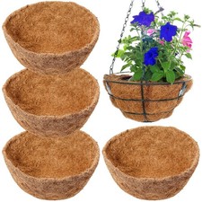 BLLREMIPSUR 4 Pcs Round Hanging Basket Liners, 12 Baskets, Brown