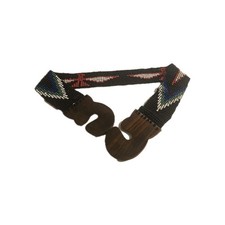 Handcrafted-Style Beaded Belt Native Design Wood Buckle Stretch