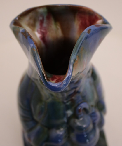 Rare Antique Brannam Pottery Toby Jug With Variegated Green, Blue & Red Glaze 6" - Picture 11 of 14