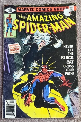 Amazing Spider-Man #194 Newsstand Variant 1st Black Cat Marvel Comics 1979 - VG-