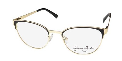 NEW SEAN JOHN 6009 EYEGLASS FRAME CAT EYE WOMENS GOLD METAL & PLASTIC FULL-RIM