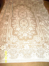 vintage lace tablecloth rectangle 100" x 70" beige never used