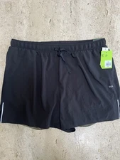 DSG Men’s XL 5” 2 in 1 Stride Run Shorts Black with Camo Base Layer 