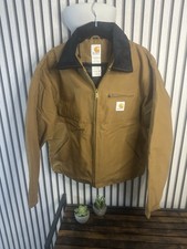 Carhartt Men's Medium Detroit Reworked Vintage Tan Canvas Bomber Jacket