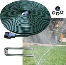 Sprinkler Soaker Hose 50ft Flat Garden Irrigation Heavy Duty No Kink With Stakes