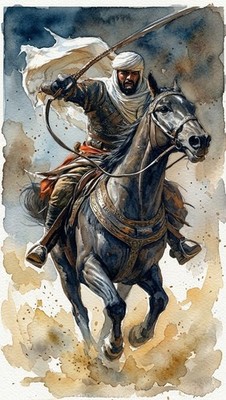 Original Warrior Watercolor Painting | Oriental Cavalry & Equestrian Art