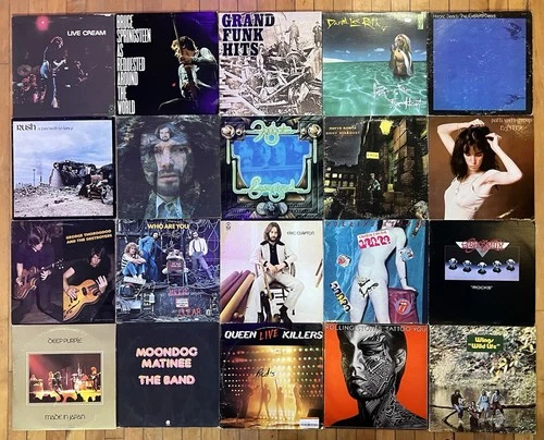 20 Classic Rock Vinyl LP Lot VG+ -Stones, Bowie, Queen, Rush, Grateful Dead, Who