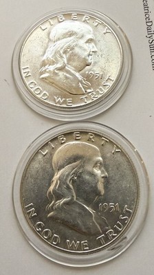 1951 P Franklin Half Dollar, 90% Silver, BU, Bell Lines, Free Shipping