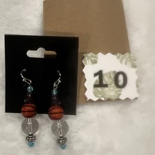 Orange Blue Silver Tone Round Glass Beaded Ho...