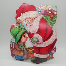 Vintage Christmas Die cut Santa Claus Mad Angry Child Wall hanging 13x9"