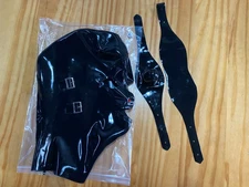 Latex Rubber Hood with Removable Eyes&Mouth Mask&Back Zipper Fetish Club Wear UK