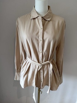 Hübsches aufwendiges Shirt-Top mit Gürtel creme elfenbein Blusentop Small/Medium