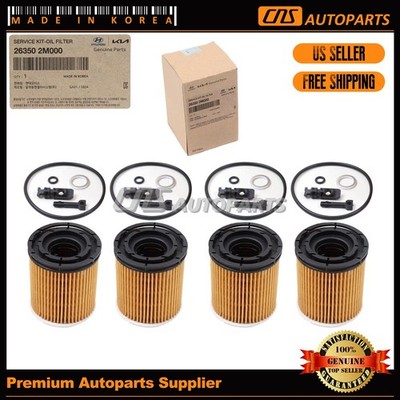 4X Genuine Oil Filters for 2020-2025 Hyundai Kia 1.6L Various Models 26350-2M000