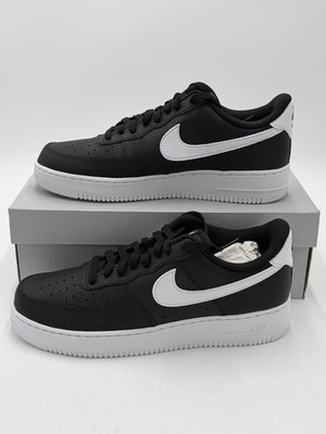 Nike Air Force 1 '07 Shoes Pebbled Leather Black White CT2302-002 Mens Size 10.5