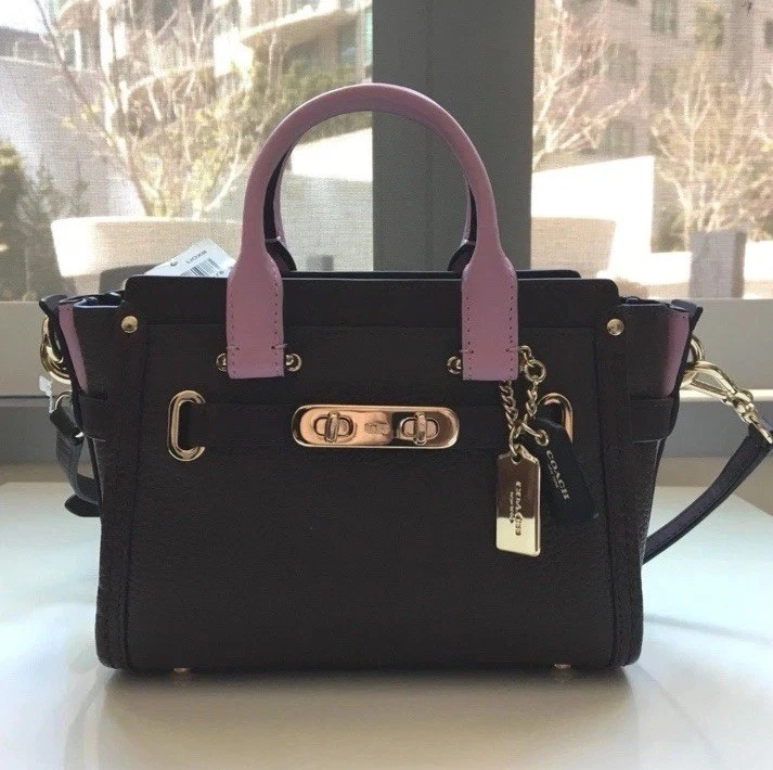 Bolso Bandolera Coach Swagger 20 Bloques de Color Cuero Guijarro OxBlood 35954 Nuevo con Etiquetas Foto 2 de 4