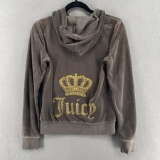 Juicy Couture Embellished Bling Logo Velour Tracksuit Hoodie Jacket Women S Grey