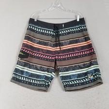 Maui and Sons Board Shorts Mens Large Black Multicolor 4 Way Stretch Swim Trunks