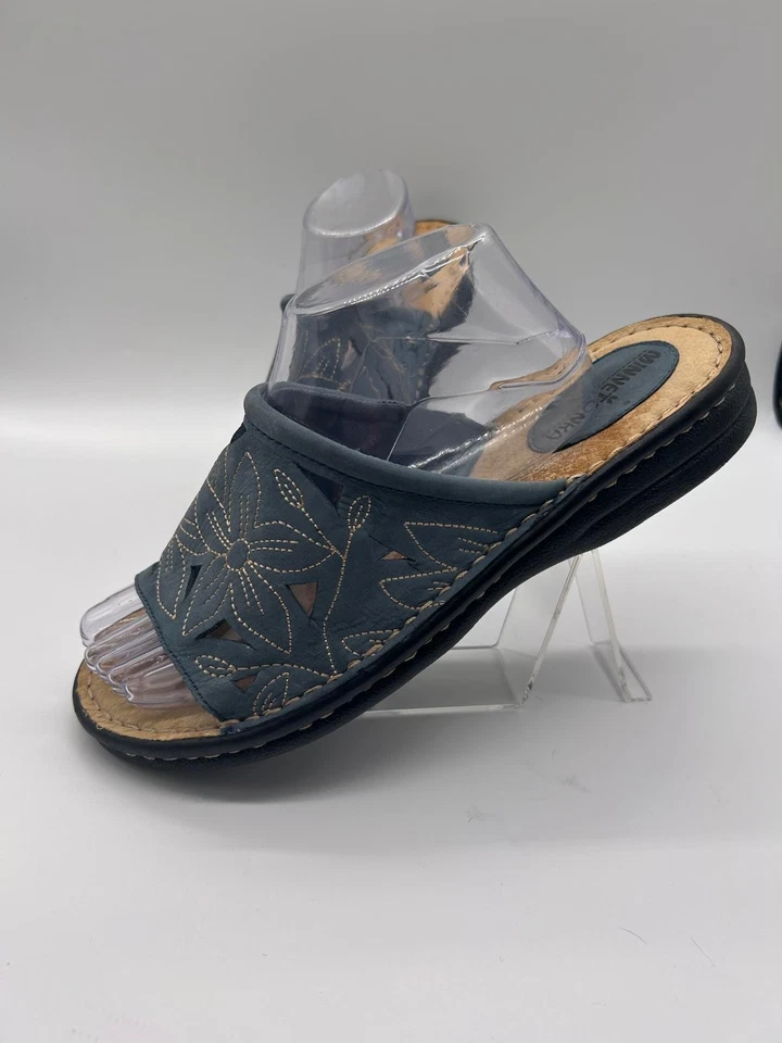 Minnetonka 皮革 Upper Man 制造鞋底拖鞋花卉凉鞋懒人鞋 11 码 — 第 3/4 张图片