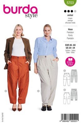 burda Schnittmuster Damen lässig-elegante Cargohosen #5703 Gr. 46-60