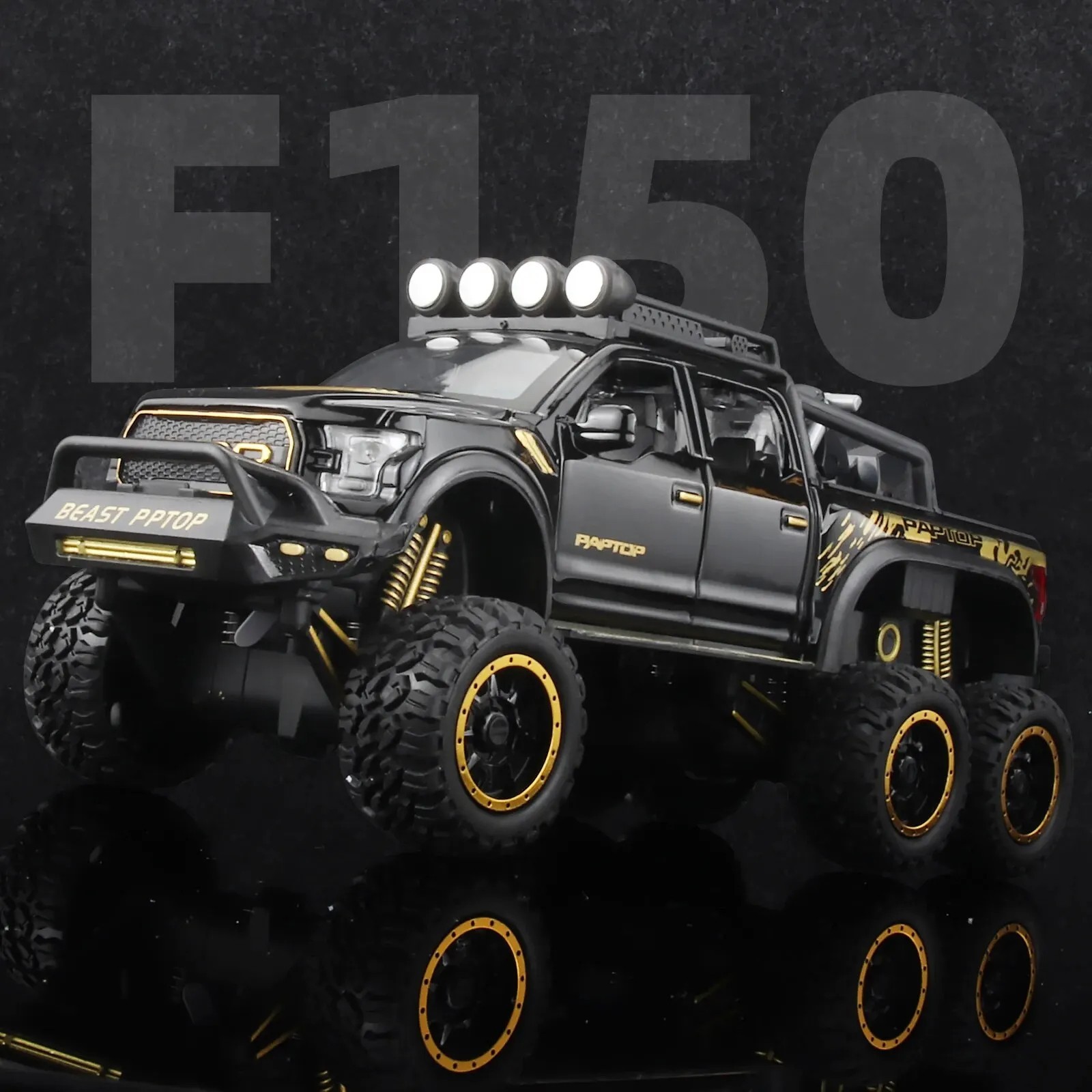 1:24 Pickup Trucks for Boys F150 Raptor Diecast Metal Model Car Sound and Light