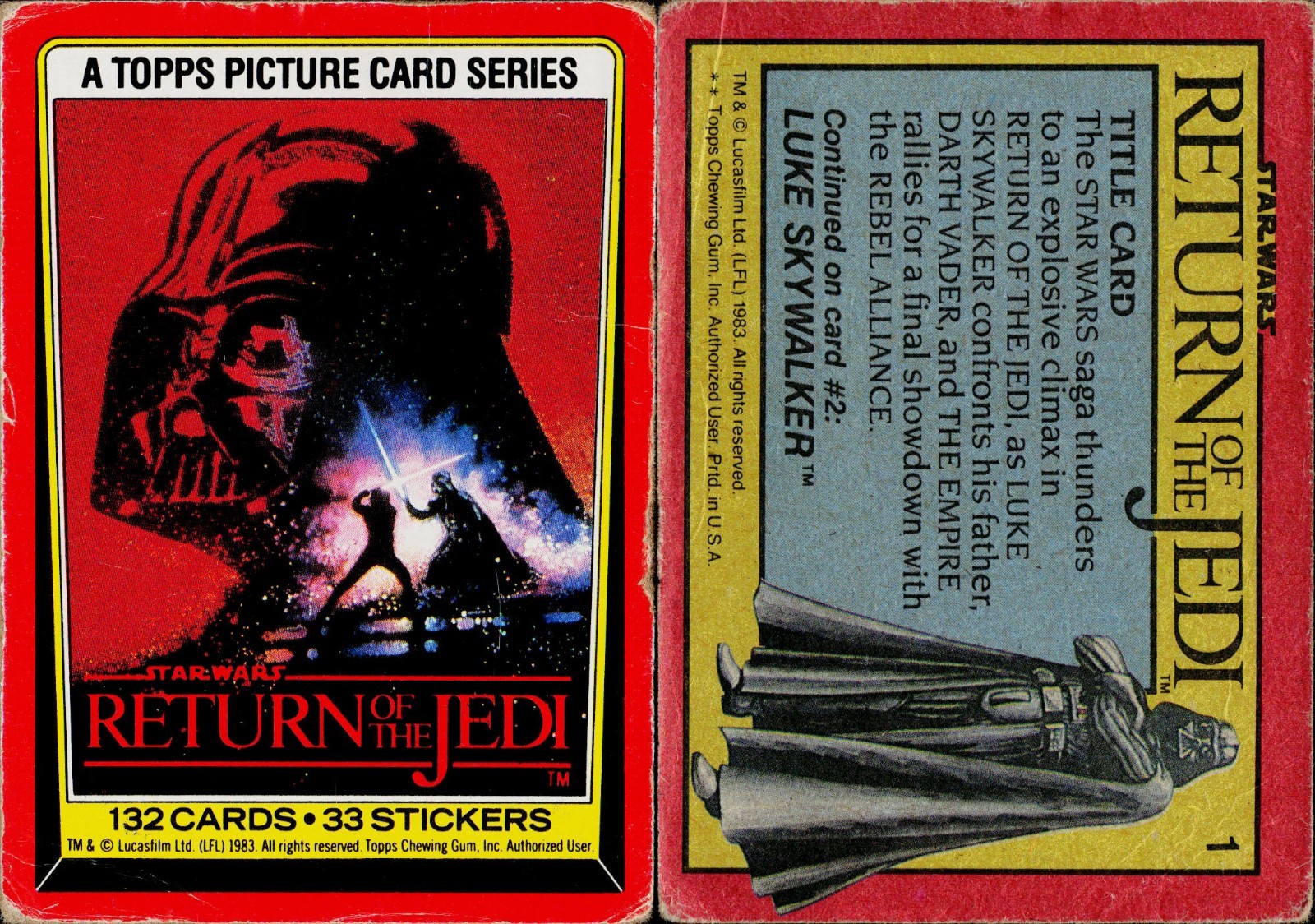 1983 Topps Star Wars Return of the Jedi #1 Title Card