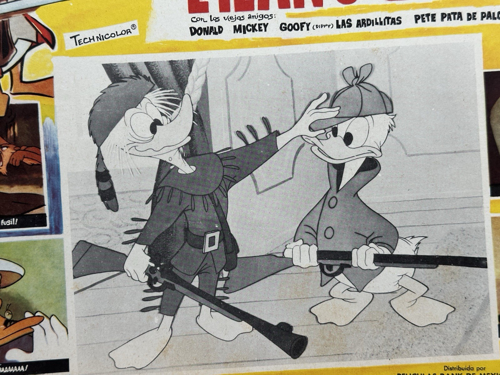 THE HUNTING INSTINT DONALD DUCK WALT DISNEY MEXICAN LOBBY CARD SET 1961 UNUSED